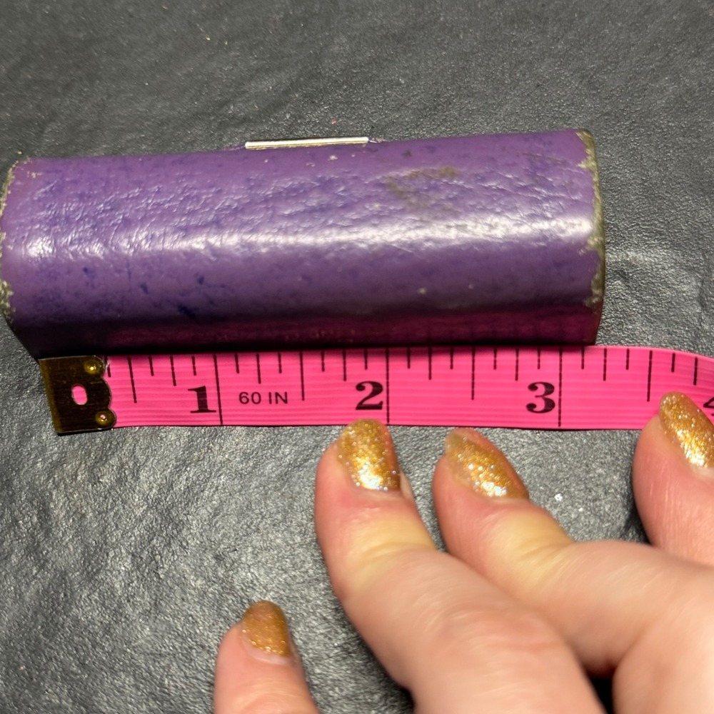 Buxton Vintage Purple Genuine Leather Lipstick Case with Mirror Gold Tone Snap - Picture 2 of 9